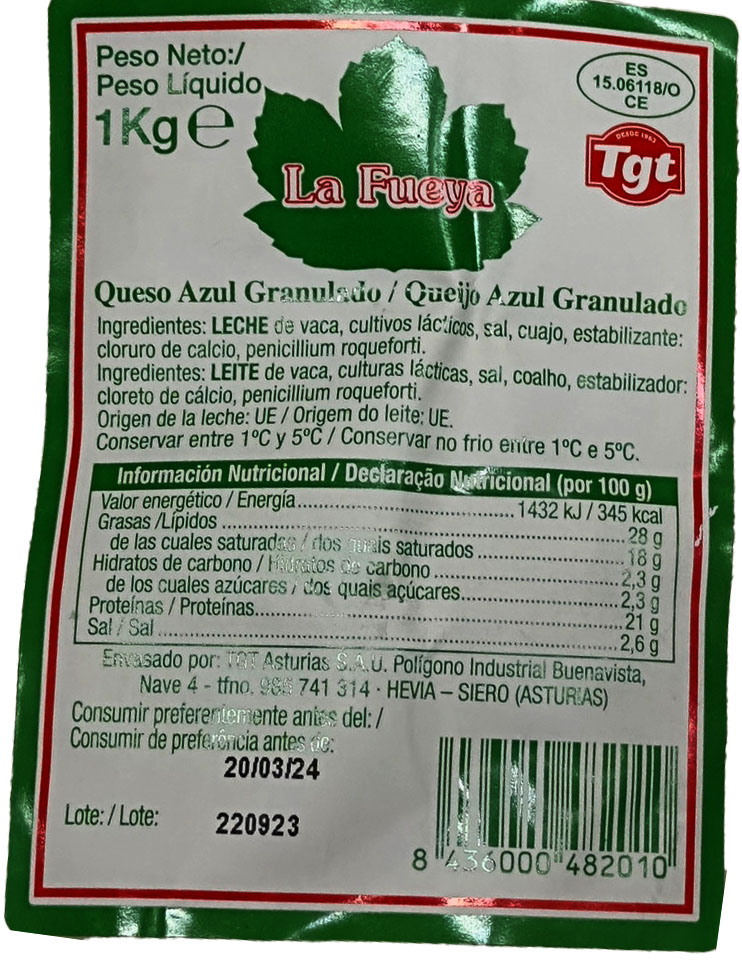 Queso azul para pizza 1 kg - Imagen 2