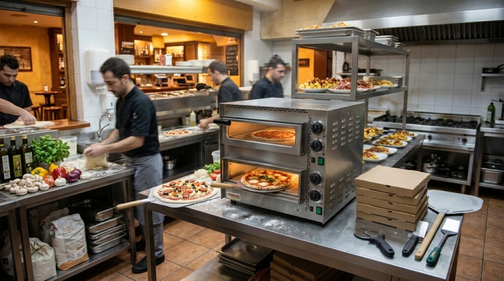 Horno de pizza en restaurante